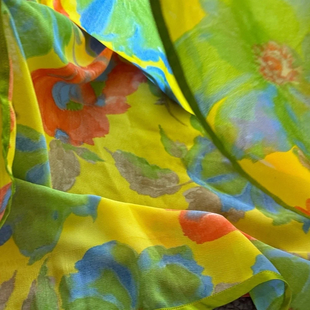 SHEIN Yellow Floral Tie-Waist Kids Swim Coverup